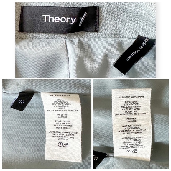 Theory Camogie Power Jacket, Double Breasted Blazer In Oregano, Size 00 - Picture 12 of 14